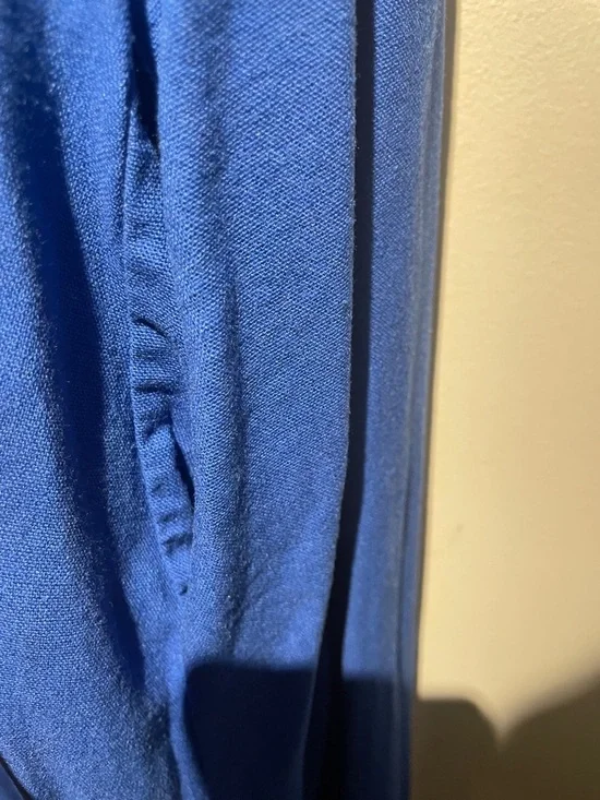 Fucsia Sleeveless Royal Blue Tie-Back Linen-blend Maxi Dress - Picture 4 of 9